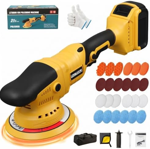 Polisher for Car Detailing to 5500Rpm (Yellow, Upgraded Version)