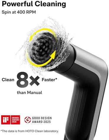 HOTO Grip™ Cordless Electric Spin Scrubber, IPX7 Waterproof, 6 Brush Heads