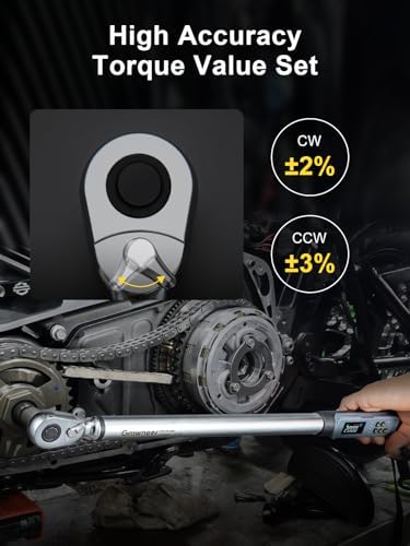 GROWNEER Upgraded Digital Torque Wrench, 12.5-250.7 Ft-lbs/17-340 Nm, 1/2'' Drive Automotive Rachet Torque Wrench with Buzzer & Colorful LED Indicator, Electronic Wrench Set for Car Tires Auto Repair