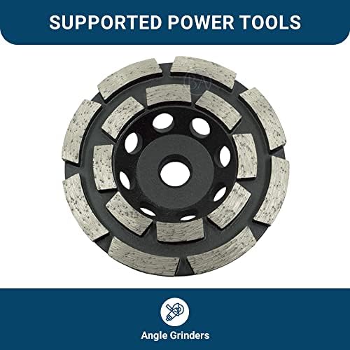 Benchmark Abrasives 4" Double Row Diamond Grinding Cup Wheel for Angle Grinder with 5/8"-11 Arbor Hole Use on Concrete, Granite, Marble, Masonry, Natural Stone