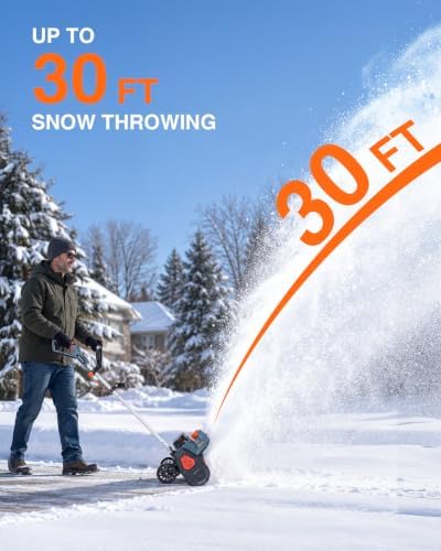 40V Electric Snow Shovel, 16 Inch Brushless Cordless Snow Blower with Wheel
