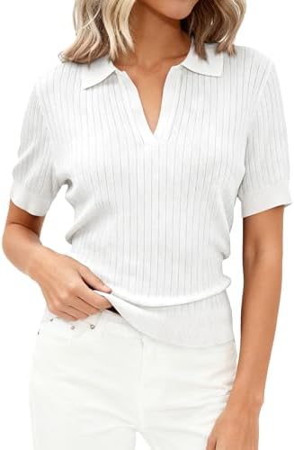 PRETTYGARDEN Women's Short Sleeve Sweater Polo Shirts