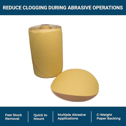 Benchmark Abrasives Professional 6 Inch PSA Gold Aluminum Oxide Sanding Discs for Automotive Surface Blending DA Sanders (200 Pack, 60 Grit)