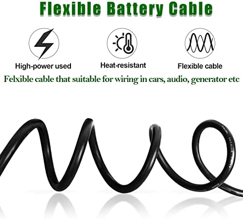 10 Gauge Battery Cable Copper Wire, 50FT Red + 50FT Black