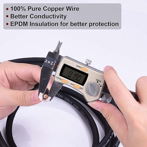 6 Gauge Battery Cable, 25FT Red + 25FT Black 6 AWG Pure Copper Wire Welding Cable, for Automotive, Battery, Solar and Generator, Standard USA OFC Wire