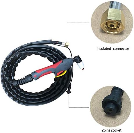 Plasma Cutter torch, PT-31 Air Plasma Cutting Gun with M161.5 Brass Screw 2 pins Connectors, Duty Cycle 60%, work with ESAB/L-TEC PT-31 JG-40 WSD-LG40 CUT50 and most Plasma Cutting machine