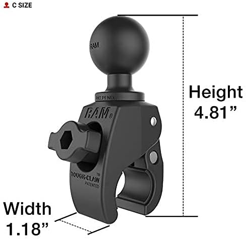 RAM MOUNTS Tough-Claw Small Clamp Mount with C Size 1.5" Ball Base