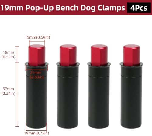 19mm Pop-Up Bench Dog Woodworking Bench Dog Clamp Poping Up Table Baffle Plate Planing Stopper Limit Block for MFT Tables and DIY Projects 4Pcs