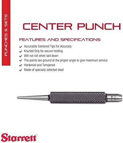 Starrett Steel Center Punch, 88mm Length, 2mm Dia