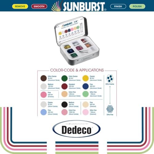 Dedeco Sunburst Radial Bristle Discs - 3/4" Curved - 1/16" Arbor - Assortment Kit - 86 Total Pieces for Precision Cleaning, Buffer, Polish, & Finish