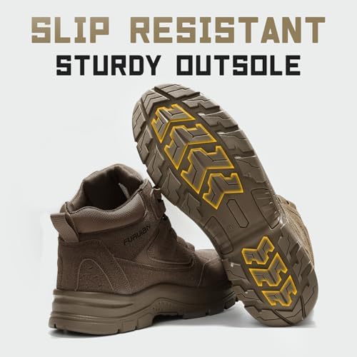 Furuian Steel Toe Boots for Men Women Lightweight Work Boots Pioneer Series