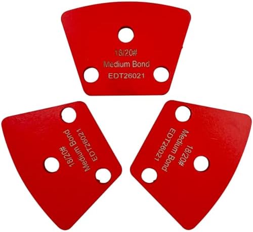 Trapezoidal Diamond Grinding Discs. Medium Bond,18/20 Grit, Set of 3