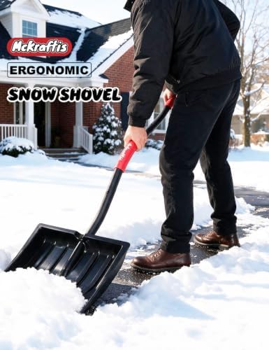 Ergonomic Snow Shovel for Driveway Home Garage; T-Grip