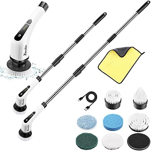 Electric Spin Scrubber,2022 New Electric Bathroom Cleaning Brush,8 Replacement Heads and 55 Extension Handle,for Cleaning Floors,Cars，Kitchens, Bathtubs