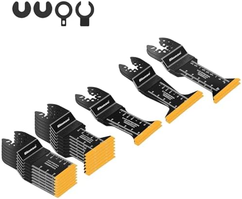 Bionso 19PCS Titanium Oscillating Tool Blade, Professional Universal Multitool Blades for Wood Metal, Multi Tool Blades Kits, Oscillating Saw Blades