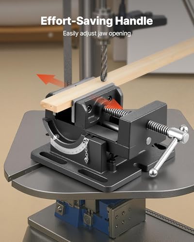 VEVOR Tilting Vise, 4.25 Inch Jaw Width, Portable Drill Press Bench Vise, 0–90° Adjustable Tilt, Durable Cast Iron Construction, Workbench Vice for Woodworking, for Benchtops and Drill Presses, Black