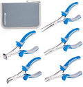 SPEEDWOX 5Pcs Mini Long Reach Pliers Set with Case Include Flat Nose Pliers End Cutting Pliers Bent Nose Pliers Diagonal Pliers Needle Nose Pliers for Making Crafts, Repairing