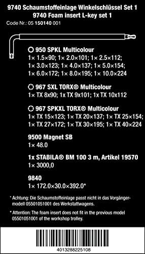 Wera 05150140001 9740 Foam Insert L-Key Set 1, 20 Pieces
