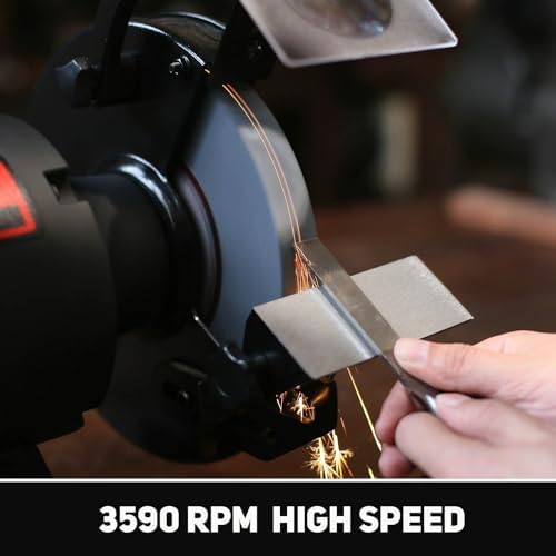 BUCKTOOL 8" 1HP High Speed Bench Grinder,High Precision Wobble Free Wheel