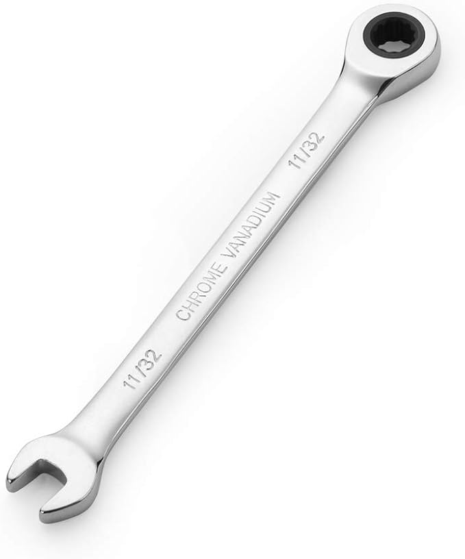 FLZOSPER 11/32 in. SAE Ratchet Wrench,Box End Head 72-Tooth Ratcheting Combination Wrench Spanner