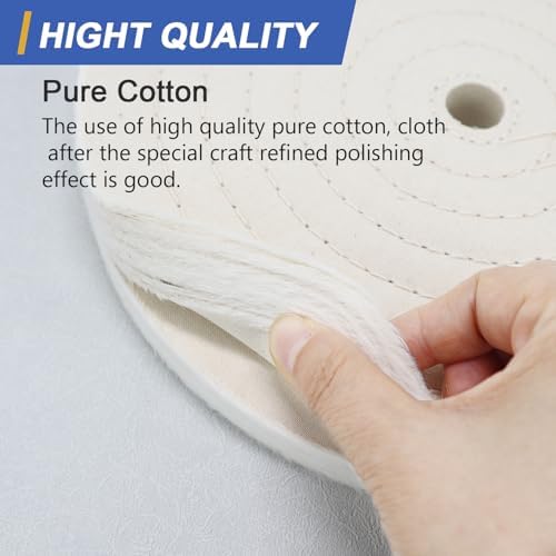 SCOTTCHEN 10 inch Buffing Polishing Wheel for Bench Grinder Buffing Wheel White (70 Ply) & Yellow (42 Ply) for Buffer Polisher with 3/4” Arbor Hole-2 PCS