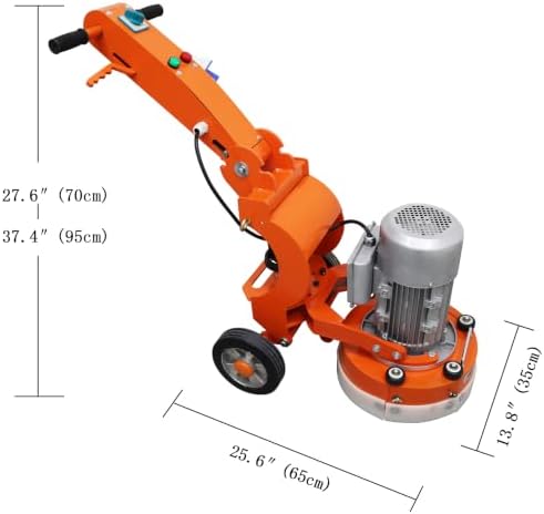 TECHTONGDA 3-Head Electric Concrete Floor Grinder & Polisher 12.9" Grinding Width 0-0.12" Grinding Depth for Home Renovation Remodeling Garages Factories Epoxy Floor 220V Single-phase