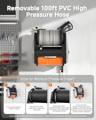 Giraffe Tools Grandfalls Pressure Washer Pro with 100FT Hoses, Light Silver