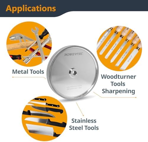 POWERTEC CBN Grinding Wheel 8 Inch 320 Grit, Bench Grinder Wheel for Sharpening HSS Tools, Lathe Tools & Chisel Set, 8" x 1" Wide, 5/8" Arbor Bench Grinder Wheels for Bench Grinder, 2 PK (15701-P2)