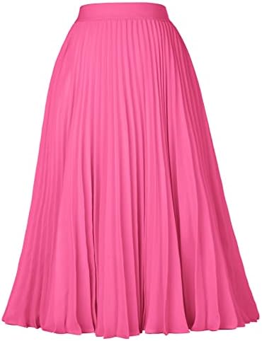 GRACE KARIN Pleated Midi Skirt for Women Chiffon A-Line Outfits