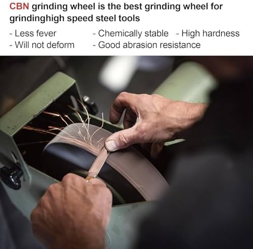 CBN 4 in 1 Grinding Wheel, 8 Inch Dia x 1 Inch Wide x 5/8 Inch Bore for Sharpening Woodturning Tools, High Speed Steel Tools, Bench Grinders (8 Inch, 600 Grit)