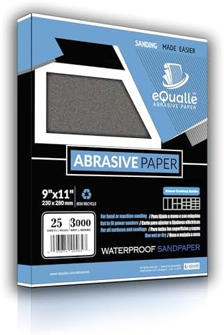 3000 Grit Sandpaper Sheets for Stone Polishing on Marble Tile, 9 x 11 in, 25 Pack, Wet or Dry, Silicon Carbide Abrasive