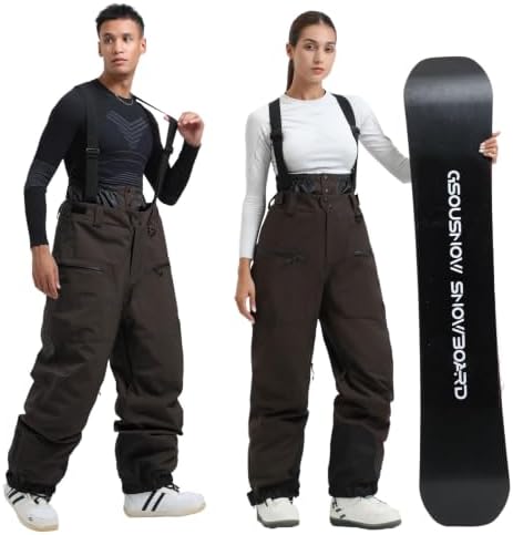 GSOU SNOW Mens Womens Snowboard Pants-Baggy Ski Snow Bibs
