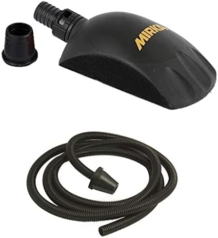 Mirka Roundy Dust-Free Hand Sanding Block for use with 6" Sandpaper Discs/Hook and Loop + Mirka Hose for Hand Sanding Blocks 13'