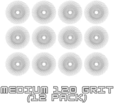 Dedeco Sunburst Radial Bristle Discs 12-Pack - 4" Curved - 3/8" Arbor - White 120 Grit (Medium) - Aluminum Oxide for Polishing & Finishing
