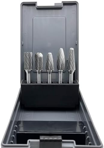 LU&MN Tungsten Carbide Burr Set, 1/2" Head 1/4" Shank, 5 Pcs