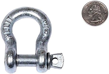 US Cargo Control 3/8 Inch Galvanized Screw Pin Anchor Shackles (10-Pack), 1 Ton (2,000 LBS) Working Load Limit, Hot Dip Galvanized Shackles for Lifting, Rigging, and Towing, Forged Steel