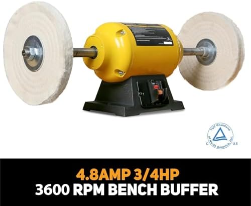 Woodskil 8" 3/4HP Benchtop Buffer Polisher,4.8A,3600RPM