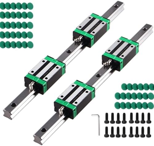 Linear Guide Rail 2 X HGR 20-1200mm Linear Slide Rail + 4 X Bearing Blocks Linear Guideway Rail for DIY CNC Routers Lathes Mills