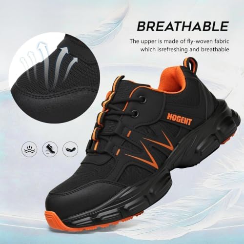 Hogent Steel Toe Shoes for Men Women - Non Slip & Lightweight Work Shoes