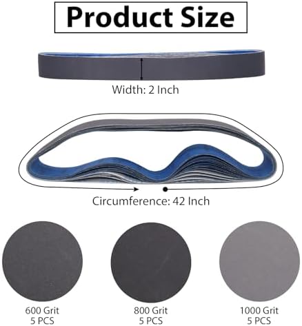 2 x 42 Inch Silicon Carbide Sanding Belts, 15 Pack