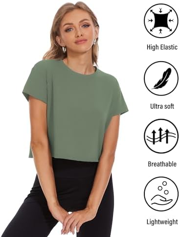 Dalavch 4/6 Pack Women's Crop Top Short Sleeve Athletic Workout Loose Fit