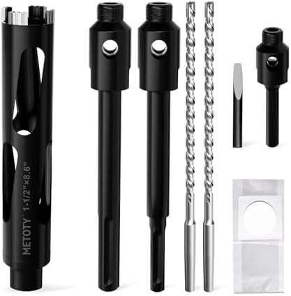 Diamond Core Drill Bit 1-1/2"(38mm) with Pilot Bit & Adapters (SDS Plus & Hex) – Upgraded Welded Segments, 8.6" Depth – for Concrete, Solid Brick, Hollow Brick, Masonry & More