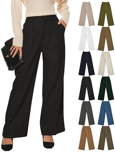 KICZOY Women Casual Wide Leg Dress Pants High Waist Lightweight Flowy Pants