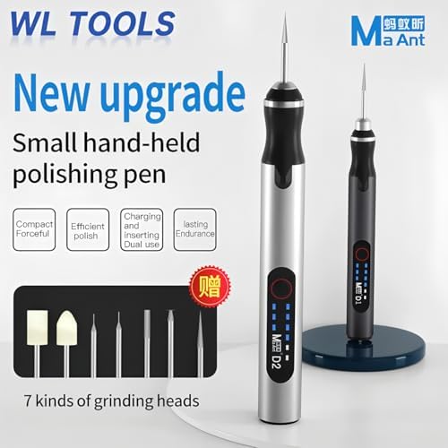 MaAnt D2 Intelligent Charging Grinding Pen Polishing Grinding Cutting Drilling Carving Disassembly Face Lattice Cutting Tools(D2 B Set)