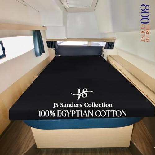 JS Sanders XL V Berth Boat Sheet 1 Pcs 600 TC Egyptian Cotton, Black