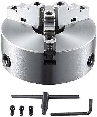 VEVOR 3-Jaw Lathe Chuck, 8'', Self-Centering Lathe Chuck, 0.16-8 in/4-200 mm Clamping Range with T-key Fixing Screws Hexagon Wrench, for Lathe 3D Printer Machining Center Milling Drilling Machine