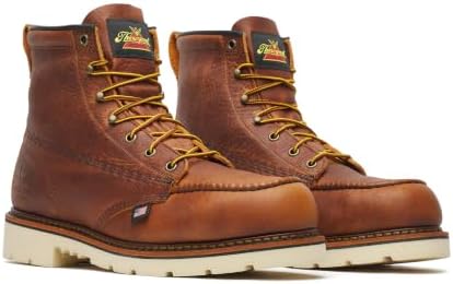 Thorogood American Heritage 6" Steel Safety Moc Toe Work Boot for Men, Durable Leather, Slip-Resistant Outsole, ASTM Rated
