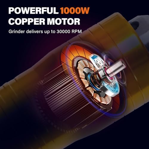 TOAUTO Flex Shaft Grinder, 1000W 30000 RPM Multifunctional Rotary Tool with Hanging System, Accessory Kit, Foot Pedal, and Forward-Reverse Rotation for Carving, Buffing, Drilling, and Polishing