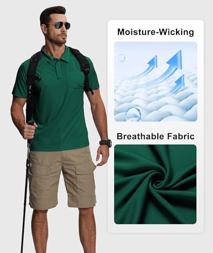 ZITY 5 Pack Polo Shirts for Men with Pocket Dry Quickly Short Sleeve Athletic Outdoor Work Collared Shirts