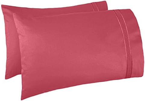 Hearth & Harbor Twin Size Sheets - 3 Piece Bed Sheet Set, Hotel Luxury Double Brushed Bed Sheets - Extra Soft Bedding Sheets & Pillowcases, Twin, Coral Pink